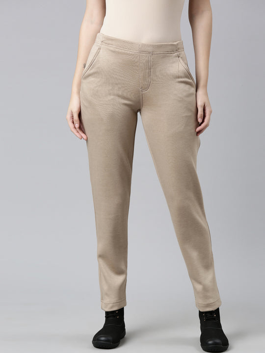 Solid Light Wine Velour Ultra Warm Pants for Women | Buy Online at GoColors